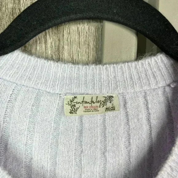 Free People Sweater XS Henley Lavender Oversized Ribbed Around The Clock - Picture 2 of 8